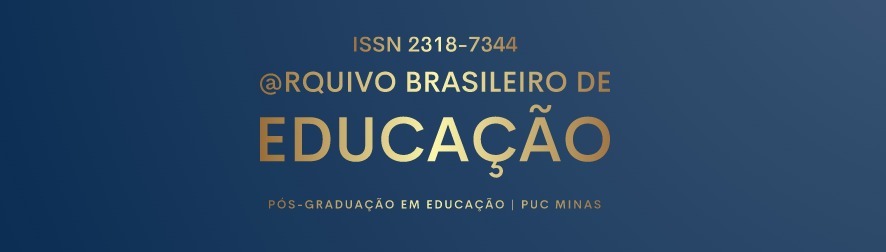@rquivo Brasileiro de Educação é um periódico, vinculado ao Programa de Pós-Graduação em Educação da PUC Minas. Criado em 2013 por iniciativa do corpo docente do PPGE, a revista tem como objetivo contribuir para divulgação da produção acadêmica de qualidade na área de Educação, de modo a colaborar na promoção e ampliação do debate, com a comunidade científica e com a sociedade em geral. Para isso, publicará textos originais nacionais e internacionais, escritos por doutores com temas diversos da área da Educação, com ênfase especial em Políticas e Práticas Curriculares, Cotidiano e Cultura, Uso Educacional das Tecnologias Digitais de Informação e Comunicação, Políticas Públicas e Direito à Educação, Formação de Educadores, Constituição e Memória da Profissão Docente.
